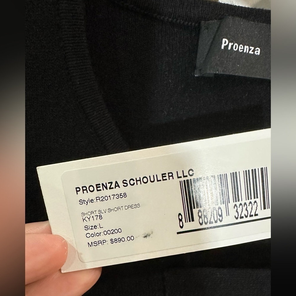 NWT Proenza Schouler Black Knit Short Sleeve Shift Dress D-Ring Buckle Straps L - Picture 4 of 13